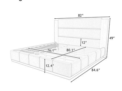 Modern Upholstered Platform Bed With Extended Headboard