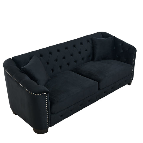 Modern Chesterfield Sofa With Tufted Backrest For Living Room