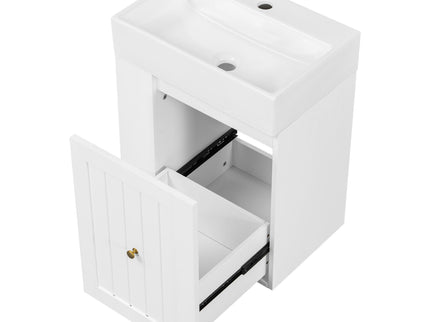 Modern Bathroom Vanity With Sink, Storage Cabinet, Drawer & Side Shelf
