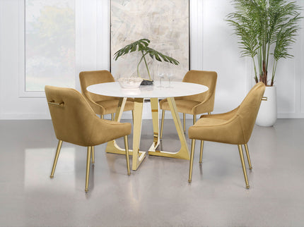 Imani - Round Marble Dining Table - Gold