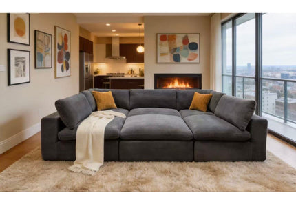 Custom Configuration Modular Sectional & Toss Pillows
