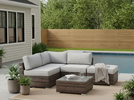 Seating Set With Cushions Handcrafted Wicker Design