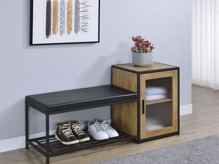Shoe Storage Entryway Bench With Cabinet - Wood