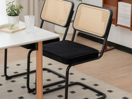 Rattan Side Accent Dining Chairs With Painted Legs (Set of 2)