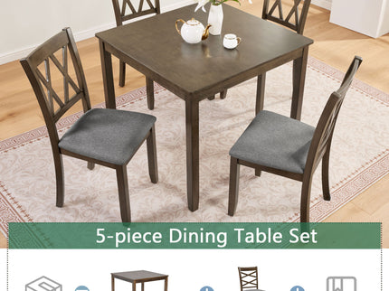 5 Piece Dining Table Set With 4 Chairs - Walnut