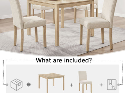 Modern 4 Person Dining Table Set With 4 Chairs