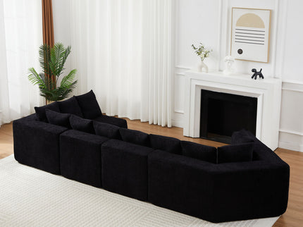 L - Shaped Modular Sofa With Deep Seat And 11 Pillows