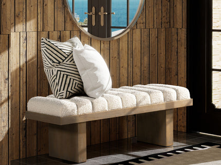 Bella - Upholstered Modern Accent Bench - Ivory White