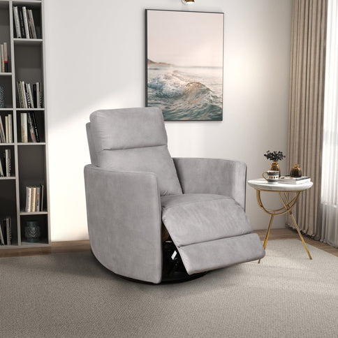 Lawson - Swivel Glider Suede Recliner Chair - Latte