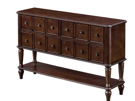 Console Table, Entryway Sofa Table With 4 Storage Drawers And Open Shelf - Espresso