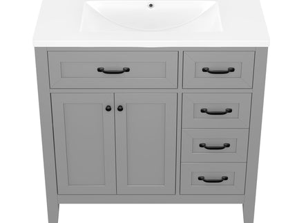 Modern Bathroom Vanity With Sink, Freestanding Design With Drawers And Doors