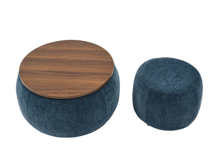 Round Storage Ottoman, 2 In 1 Function, End Table And Ottoman