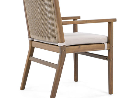 Outdoor Acacia Wood Patio Dining Armchair (Set of 2)