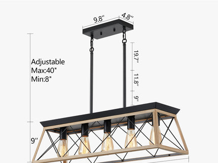 Chandelier Pendant Light For Dining Room Kitchen, 5 Light Fixture With Adjustable Height