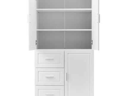 Tall And Wide Storage Cabinet With Doors, 3 Drawers