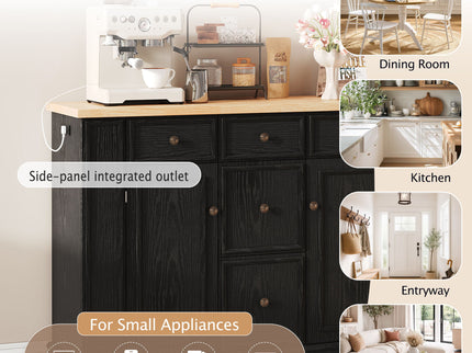 Sideboard Buffet Cabinet With 5 Drawers, 2 Cabinets, Adjustable Shelves