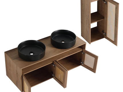 Bathroom Vanity With Art Sink And Side Cabinet, Float Mounting Design