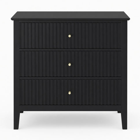 Fluted 3 Drawer Nightstand With Soft Close Slides