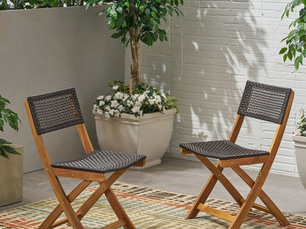 Bistro Foldable Chair With Wicker Backrest