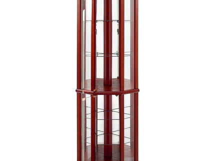 6 Shelf Lighted Corner Curio Cabinet With Adjustable Tempered Glass Shelves And Mirror Back (E26 Light Bulb Not Included)