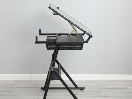 Adjustable Tempered Glass Drafting Printing Table With Chair