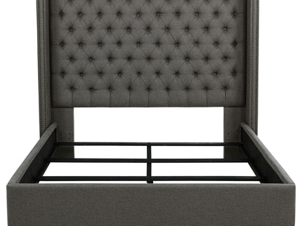 Lendra - Upholstered Wingback Bed With Tufted Headboard