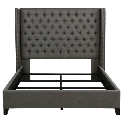 Lendra - Upholstered Wingback Bed With Tufted Headboard