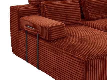 Sectional Sleeper Sofa & Storage Pockets, Modular Couch With Throw Pillows For Living Room