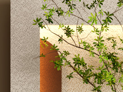 Adjustable 3 Color LED Sandstone Wall Decor With Simulated Plants, Vase & Rabbit Statue - Light Coffee