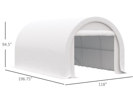 Outsunny - 10' x 16' Carport, Heavy Duty Portable Garage Storage Tent With Large Zippered Door, Anti-Uv Pe Canopy Cover For Car, Truck, Boat, Motorcycle, Bike, Garden Tools, Outdoor Work