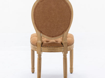 French Style Solid Wood Frame Antique Painting, Hand-Pulled Buckle Decoration Artificial Dining Chair With Nailhead Trim, Wood Legs