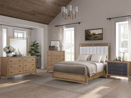Elegant Design Upholstered And Strap Panel Bed