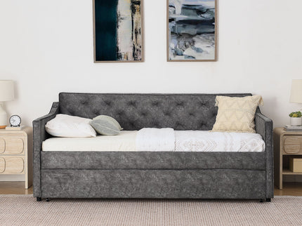 Daybed With Pop Up Trundle And USB Charging Armrest