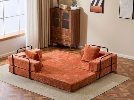 Convertible Floor Sofa Bed With Pillow Back Support Armrest