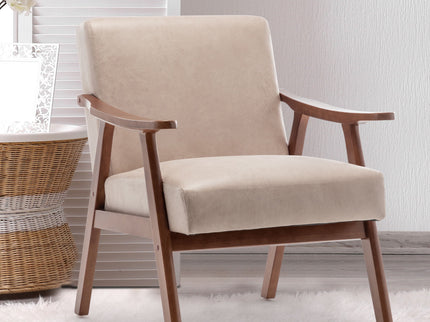Mid Century Modern Accent Chair With Solid Wood Frame And Extra Thick Backrest