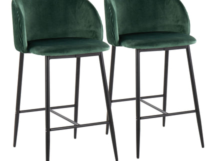 Fran - Pleated Waves Contemporary Fixed Height Counter Stool (Set of 2)