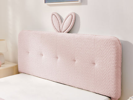Upholstered Bed With Oversized Rabbit Ear Headboard, LED Lights & 4 Storage Drawers