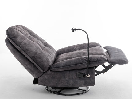 Modern Swivel Gliding Recliner Chair With Rocking Function And Phone Holder, Large Comfortable