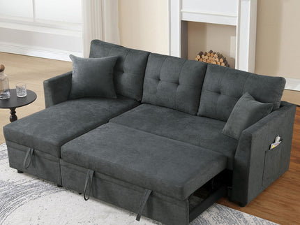 Sectional Sofa Bed L Shaped Sofa Couch Bed With USB Port, Reversible Chaise With Storage
