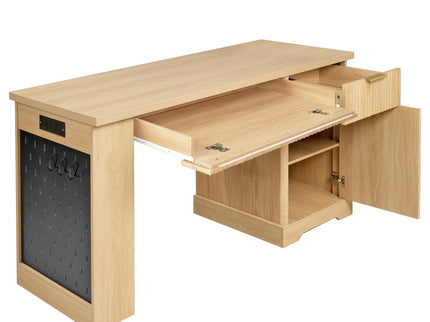 Modern Fluted Office Desk With Storage Cabinet
