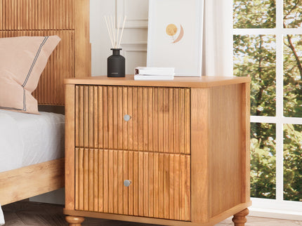 Modern Fluted Nightstand With 3 Drawers