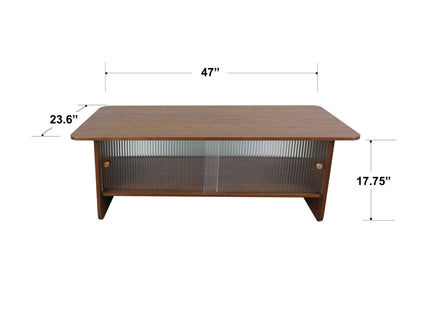 Rectangular Coffee Table With Sliding Door Storage Center