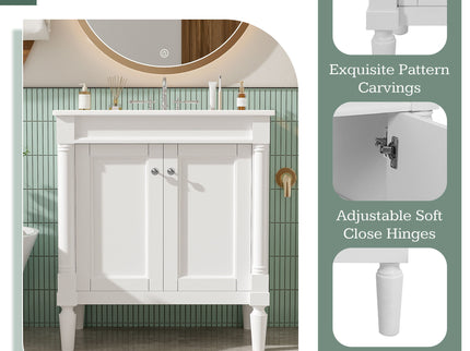 Bathroom Vanity Cabinet With Sink, Soft Close Doors, Storage Cabinet