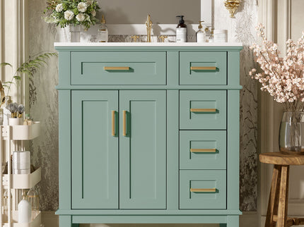 Modern Bathroom Vanity With Sink, Storage Cabinet, Soft Close Doors, Deep & Standard Drawers