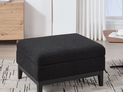 Upholstered Storage Ottoman With Reversible Lid Coffee Table With Rubberwood Legs