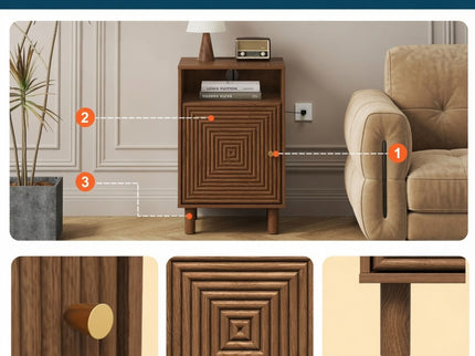 Nightstand With Charging Station & Storage
