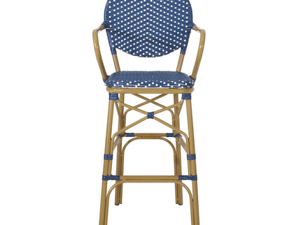 Outdoor Wicker And Aluminum French Barstools (Set of 2)