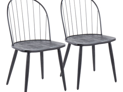 Riley - Industrial High Back Armless Chair (Set of 2) - Black