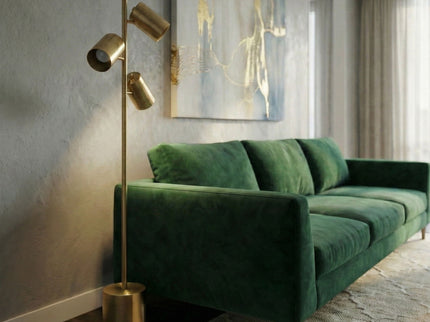 Harmony - Floor Lamp With Rotary Switch Triple Spots Block Base - Gold
