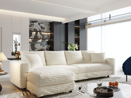 Deep Seat Convertible Sofa With Soft Pillows And Ottomans